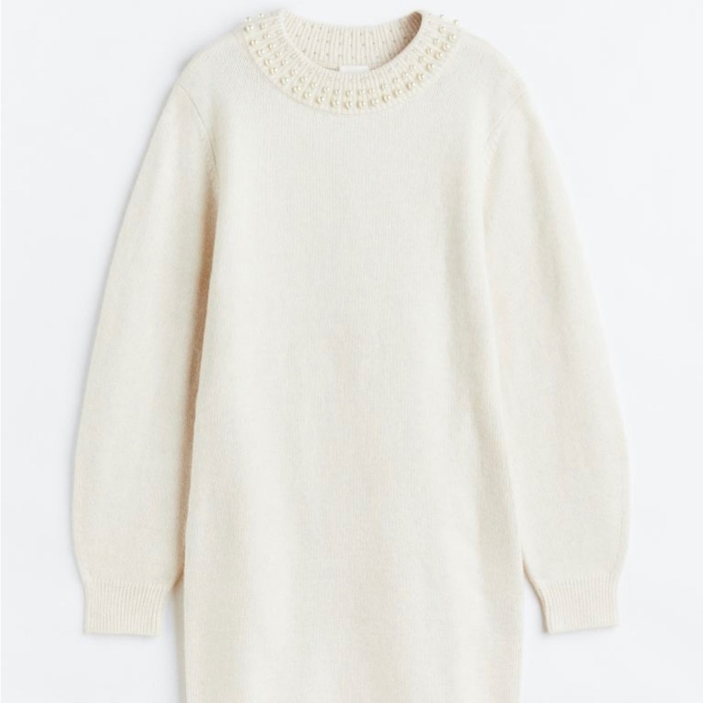 H&M Wool Blend Beaded Knit Dress